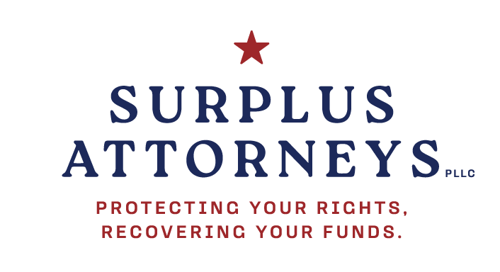 surplus attorneys logo, protecting your right recovering your funds caption
